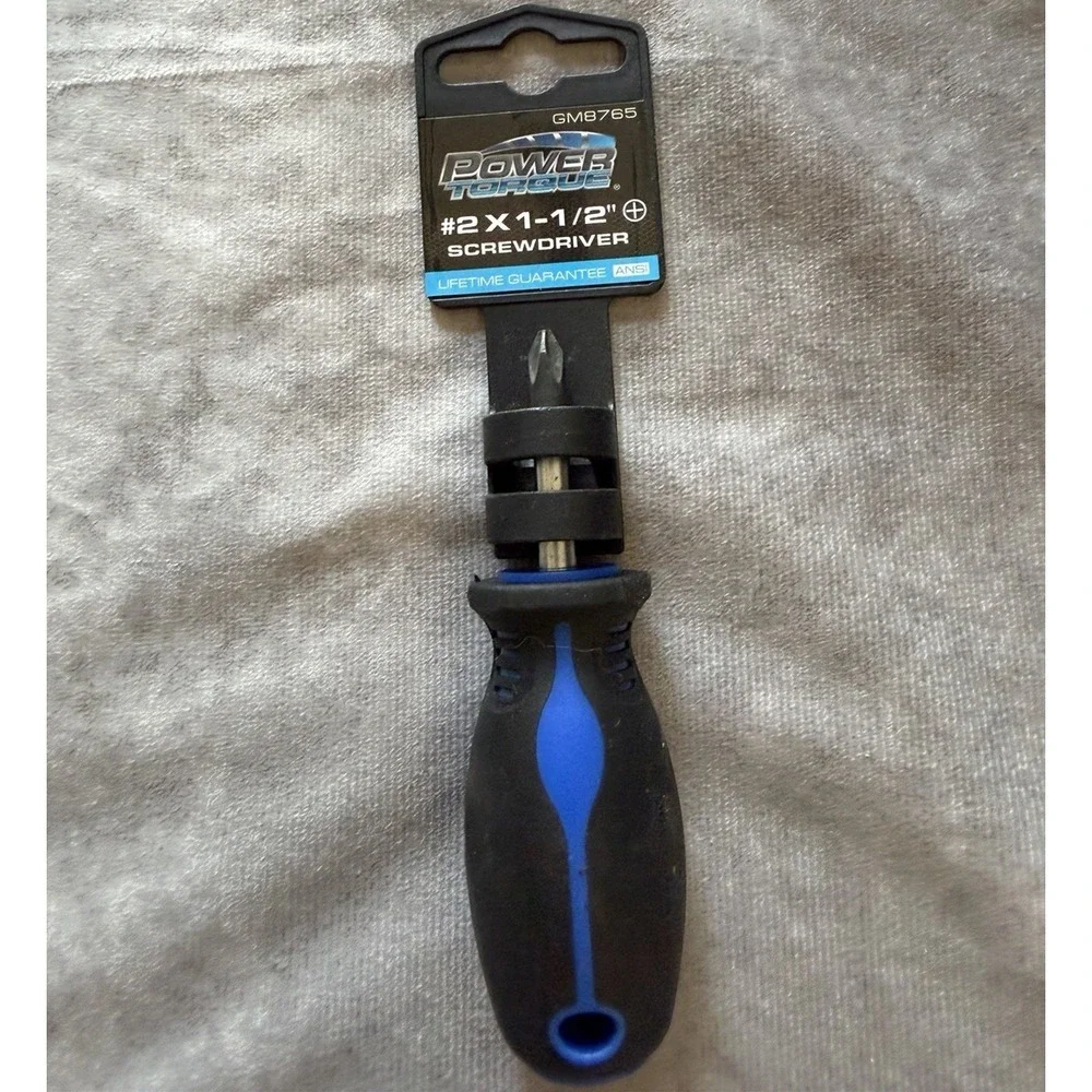 Power Torque GM8765 Phillips #2 Screwdriver w/ Ergonomic Handle, Black/Blue